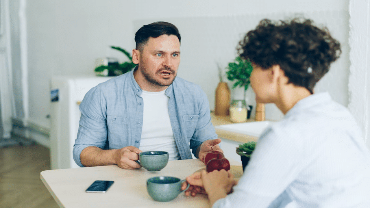 A man berating his wife