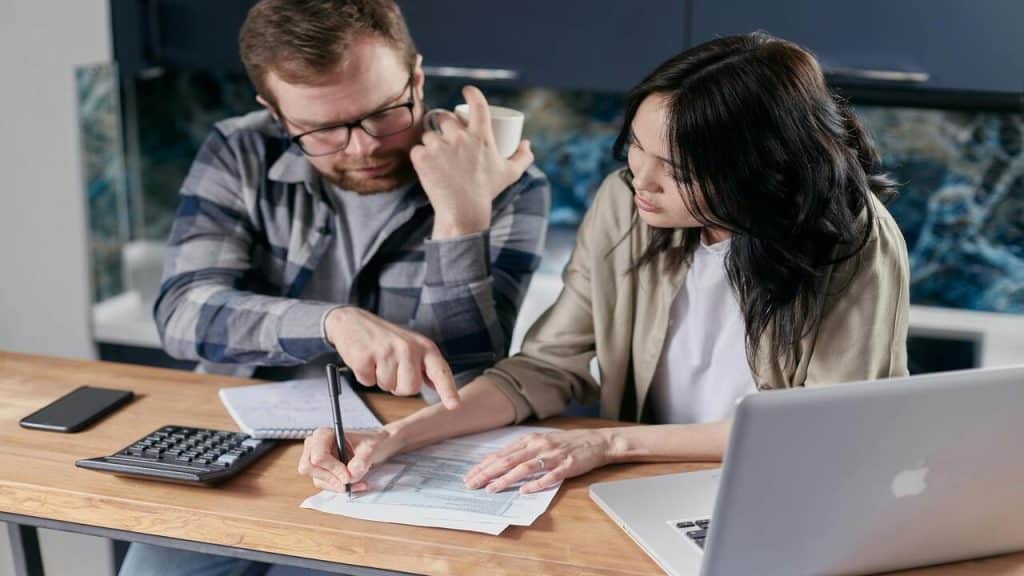 A couple doing their bills