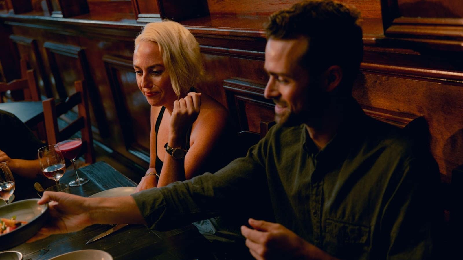 A man and woman having a meal together