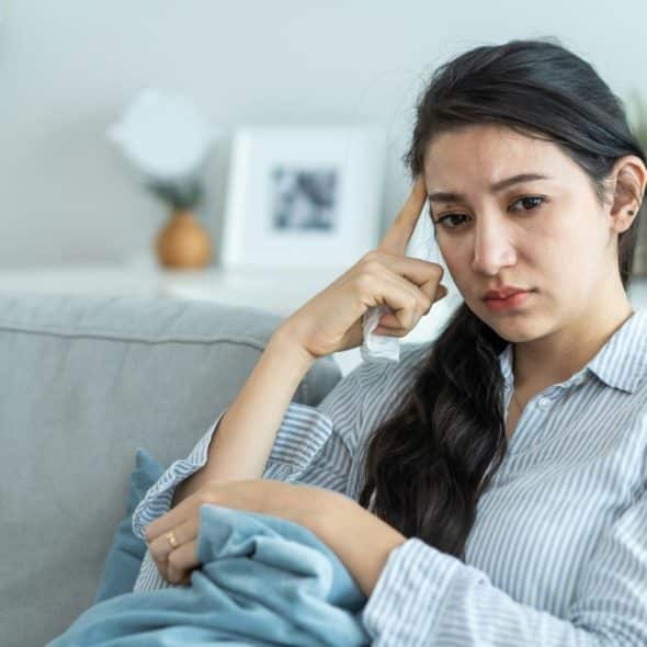 A woman looking worried