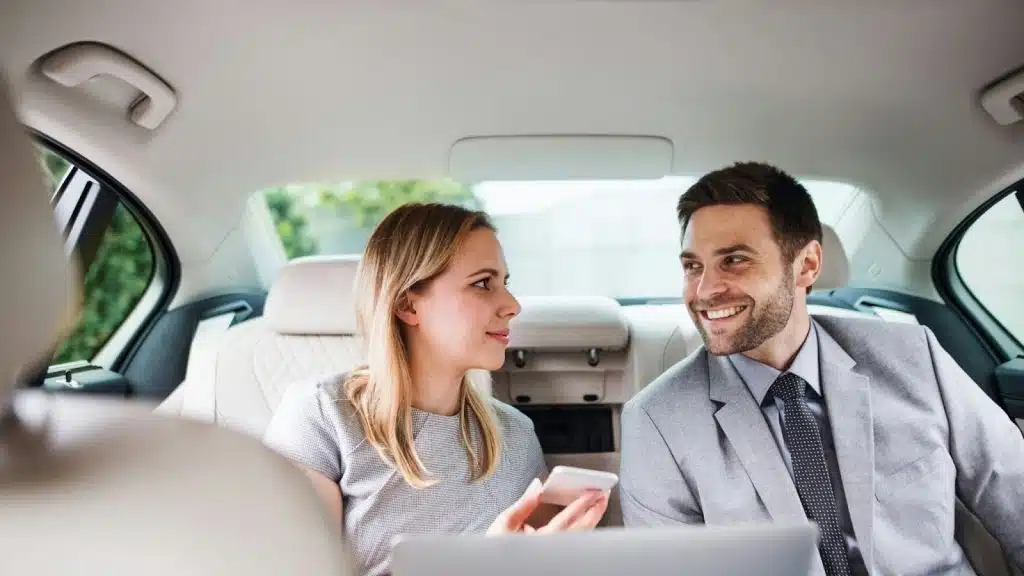 A man making a joke to woman 