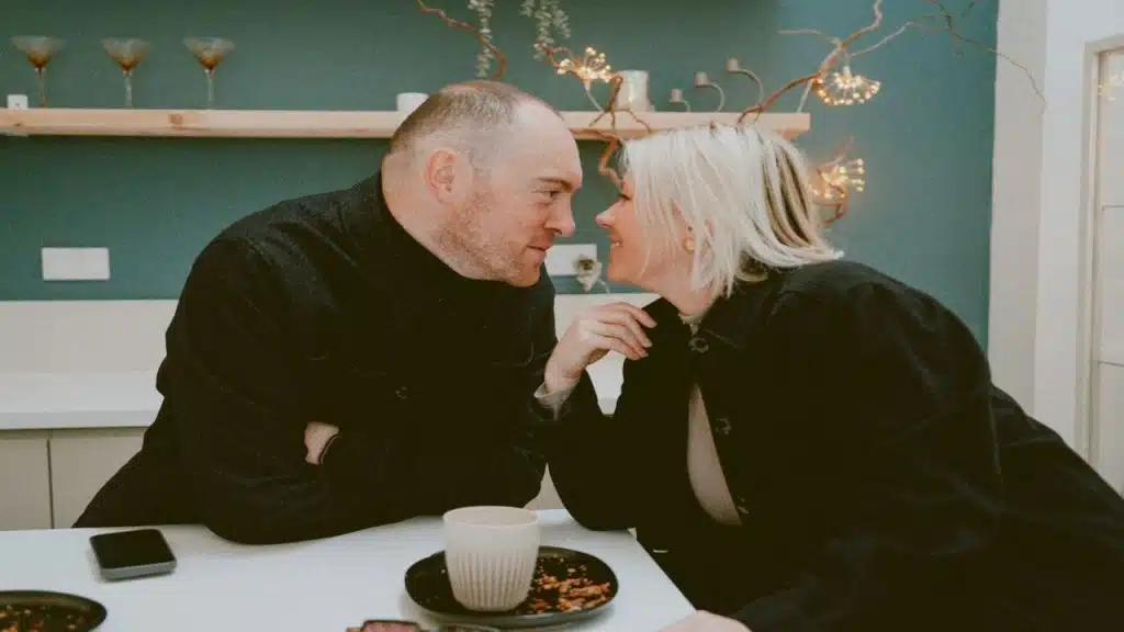 A couple during a romantic moment together
