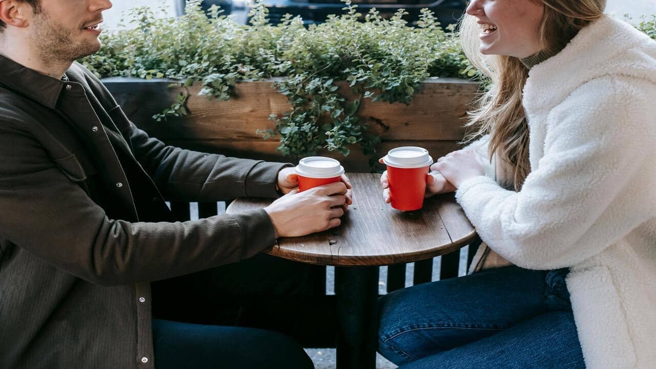 A couple on a coffee date