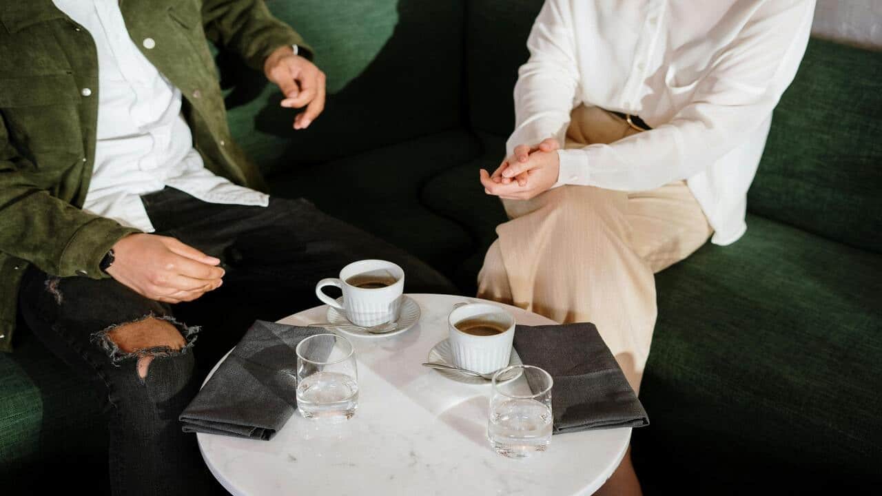 A couple at a coffee date