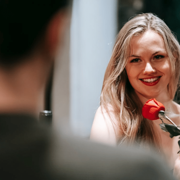 Couple having romantic date in restaurant