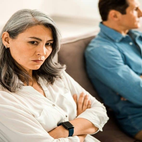 A couple refusing to look at each other