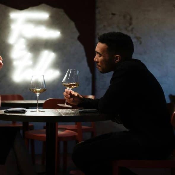 A couple on a wine date