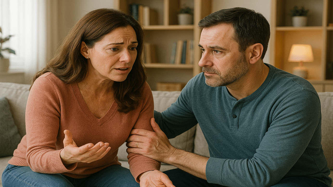 A man listening to his wife ranting