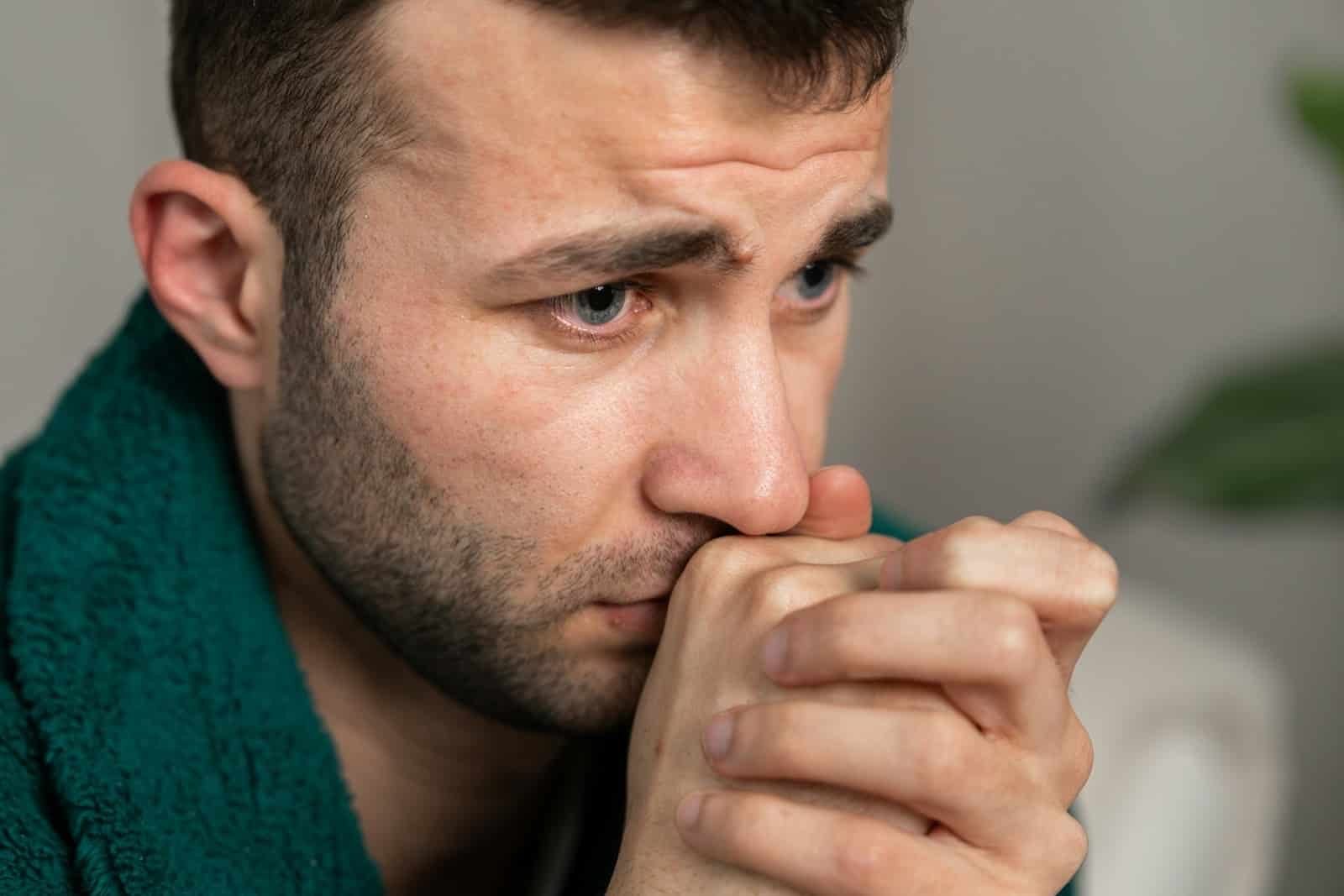 man thoughtful alone