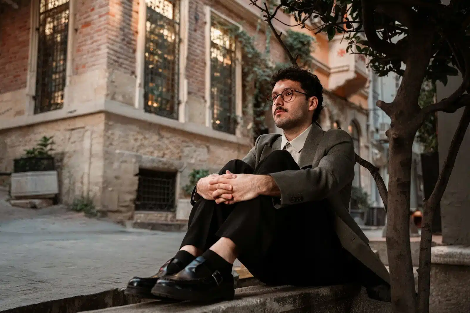 man thinking quietly