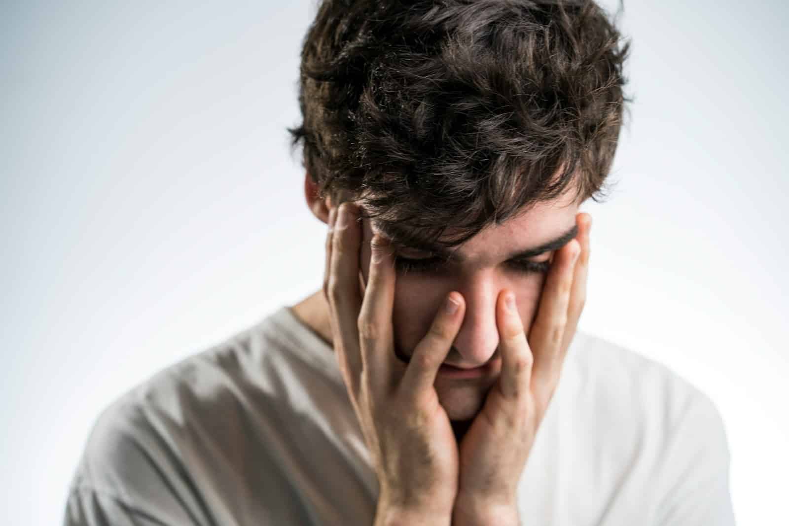 stressed man indoors