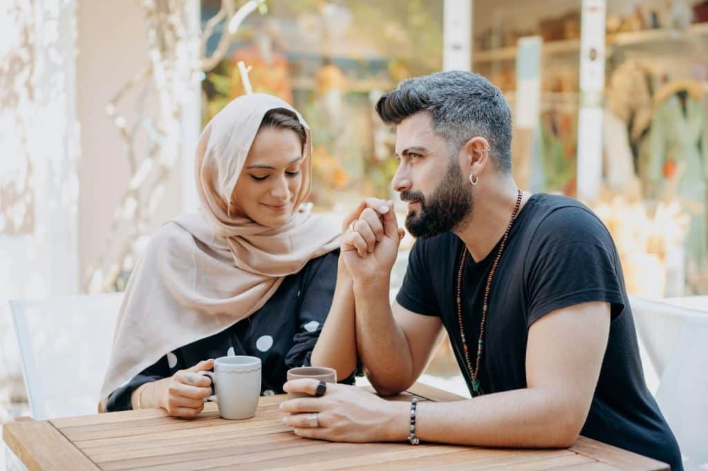 A man and woman dating