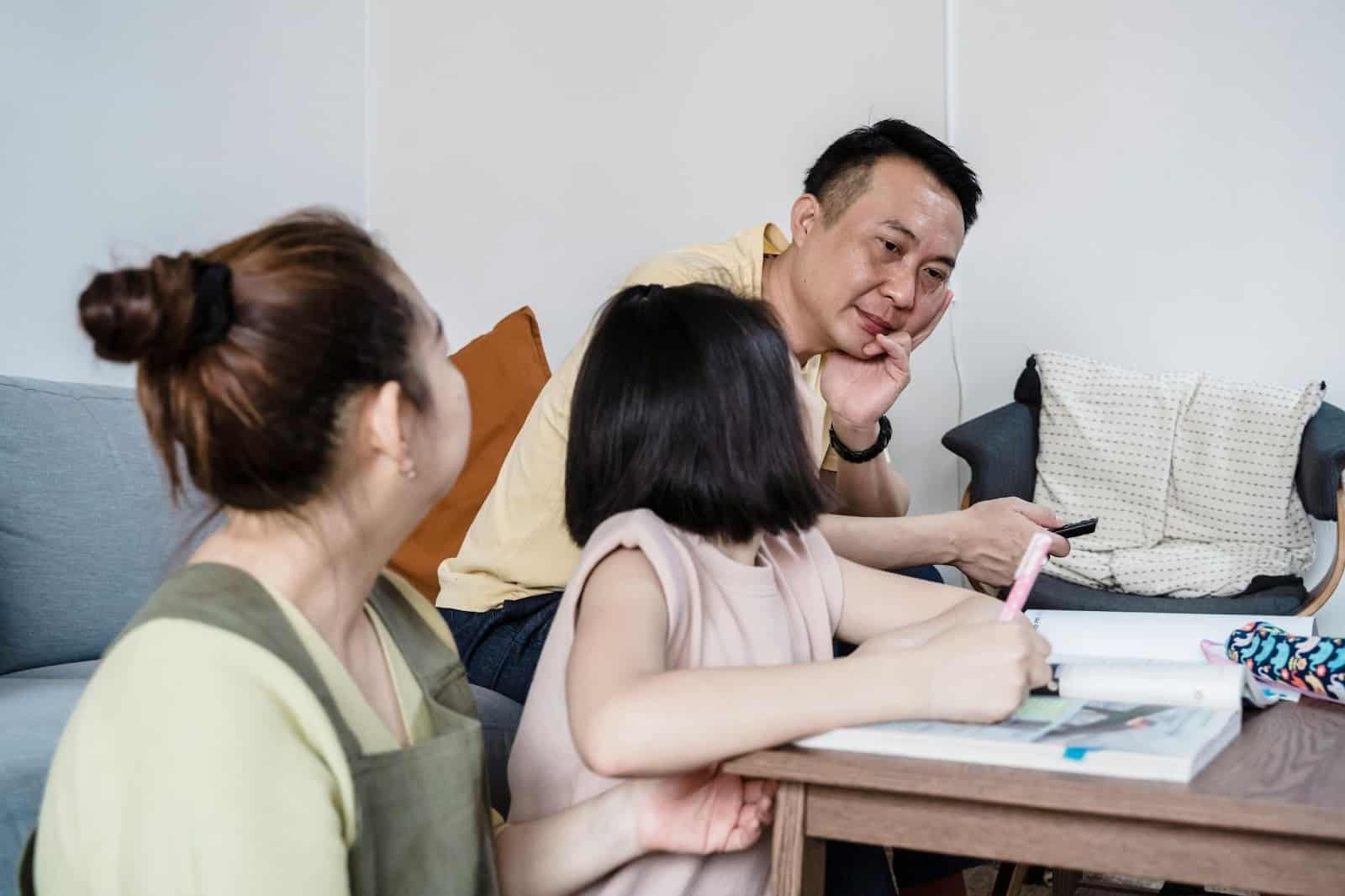 Woman looking at the father of her child