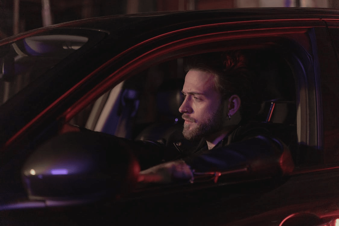 A man in a car