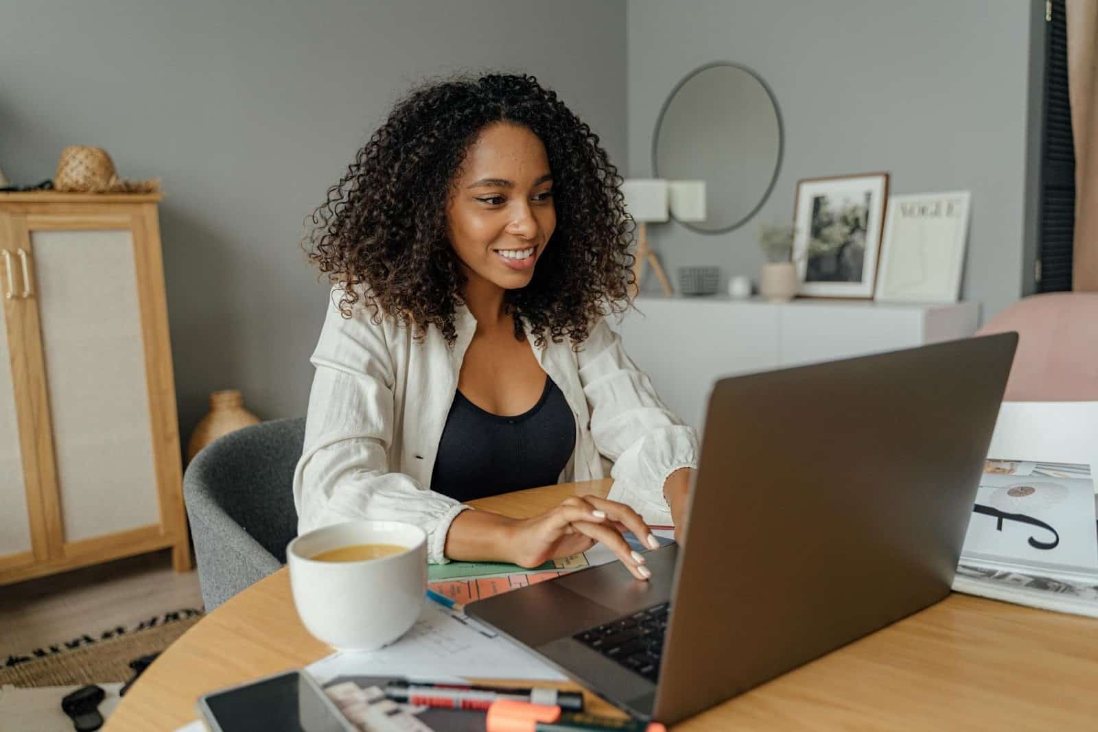 Woman scrolling through her feed