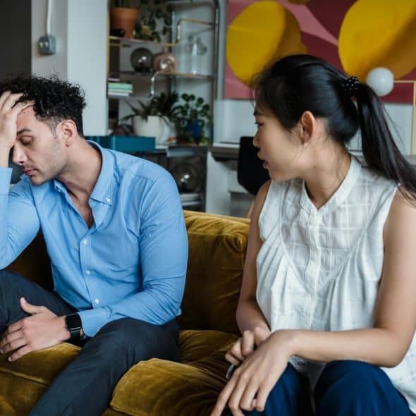 Woman getting angry at the man