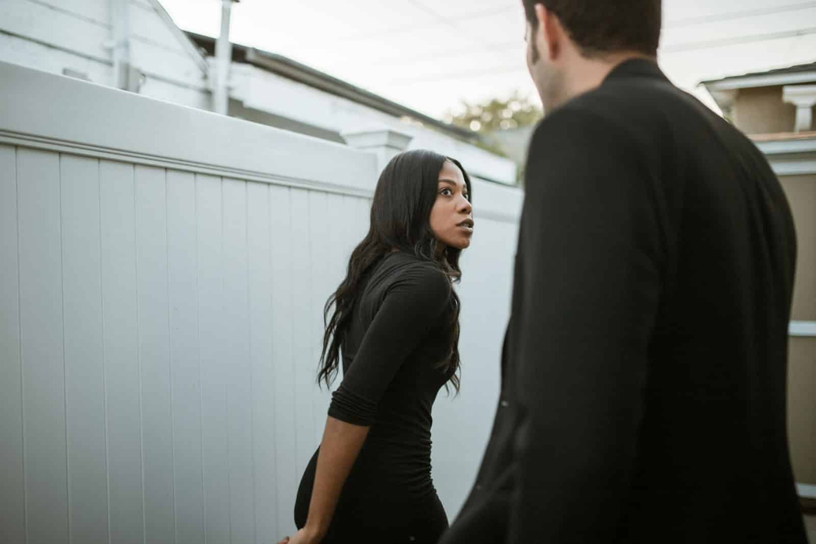 A man and woman outside