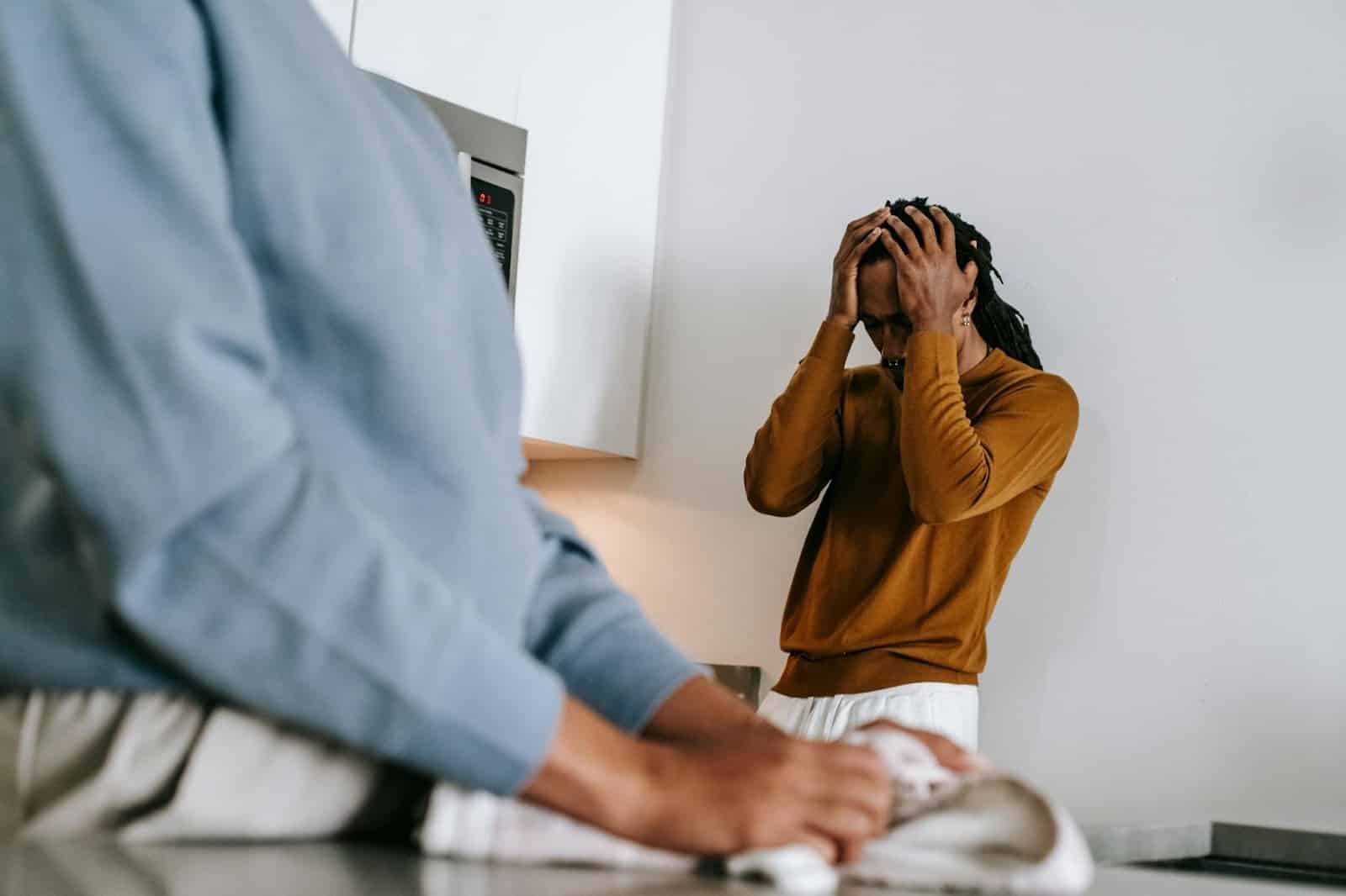 A man avoiding woman
