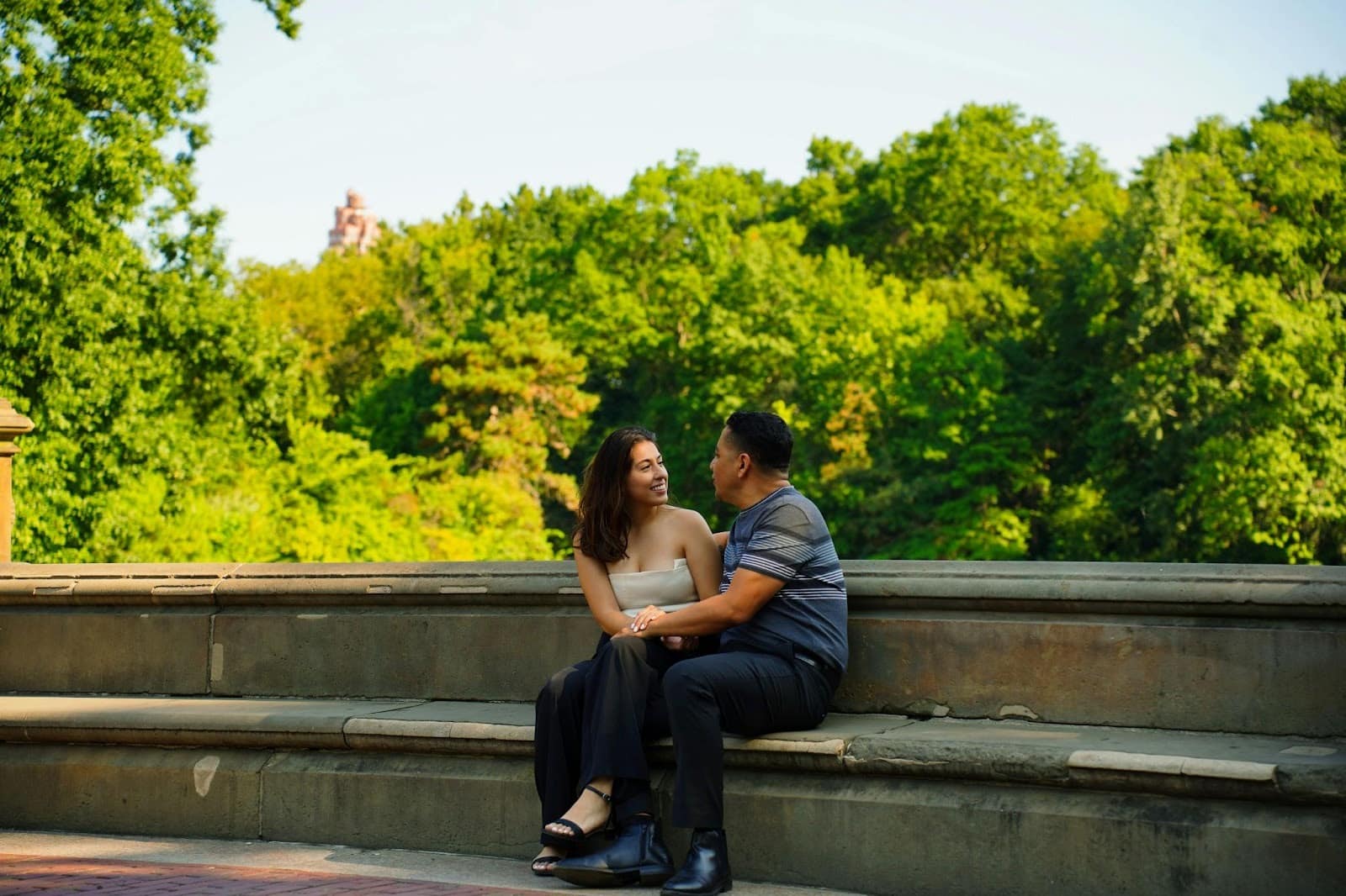 A man and woman talking