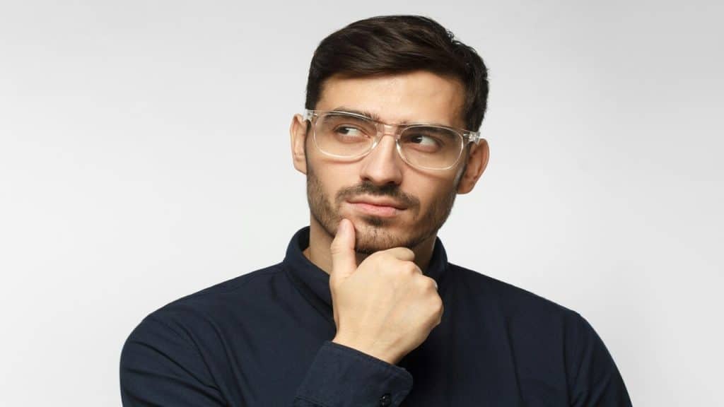 A photo of a man thinking