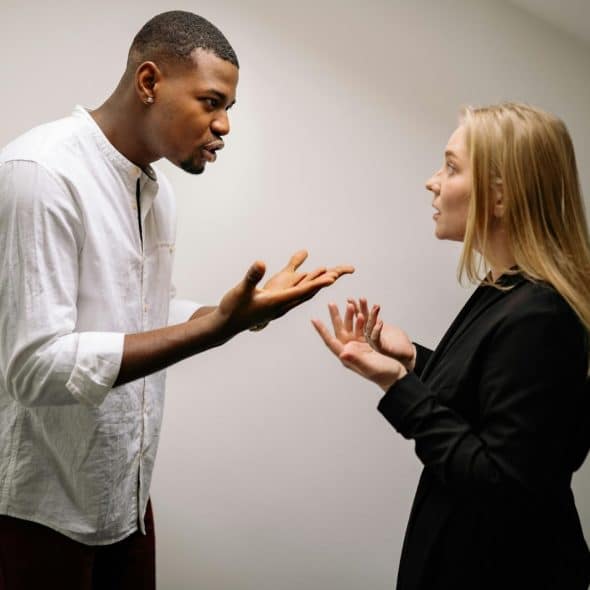 A man and a woman are having an argument