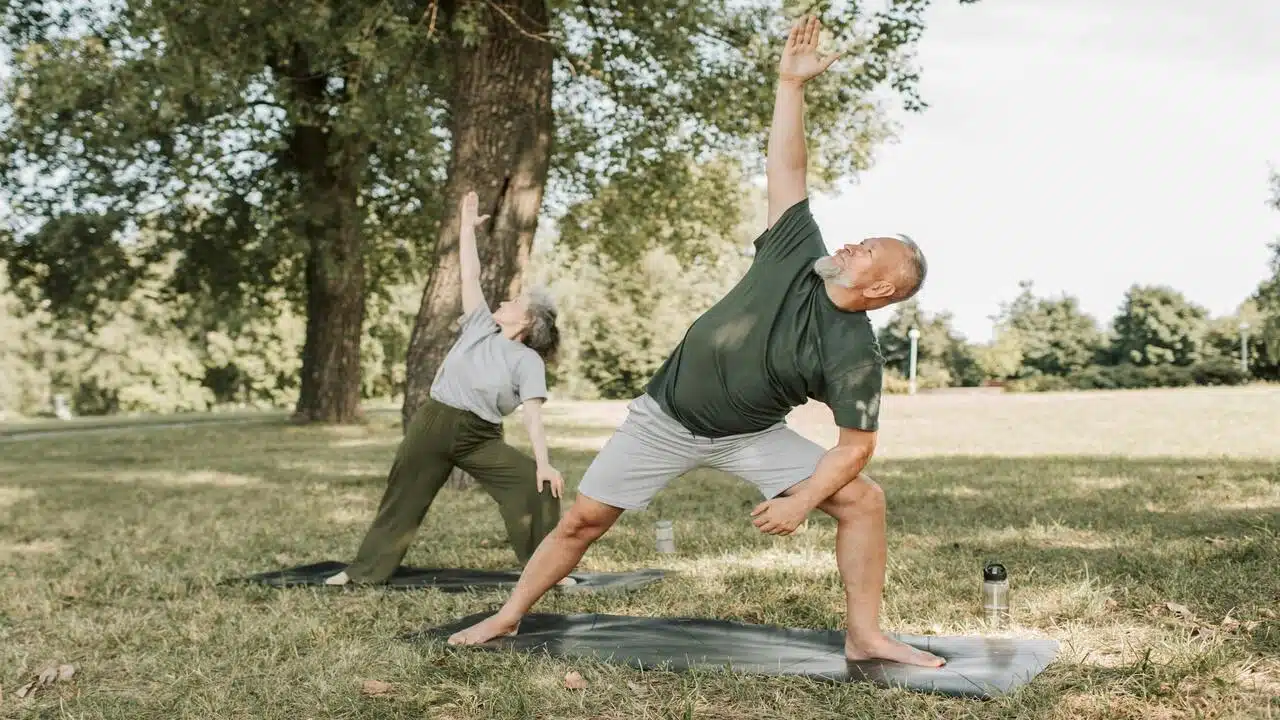 A couple working out together