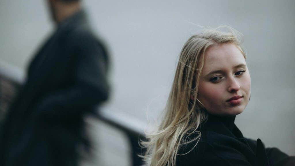A woman looking away