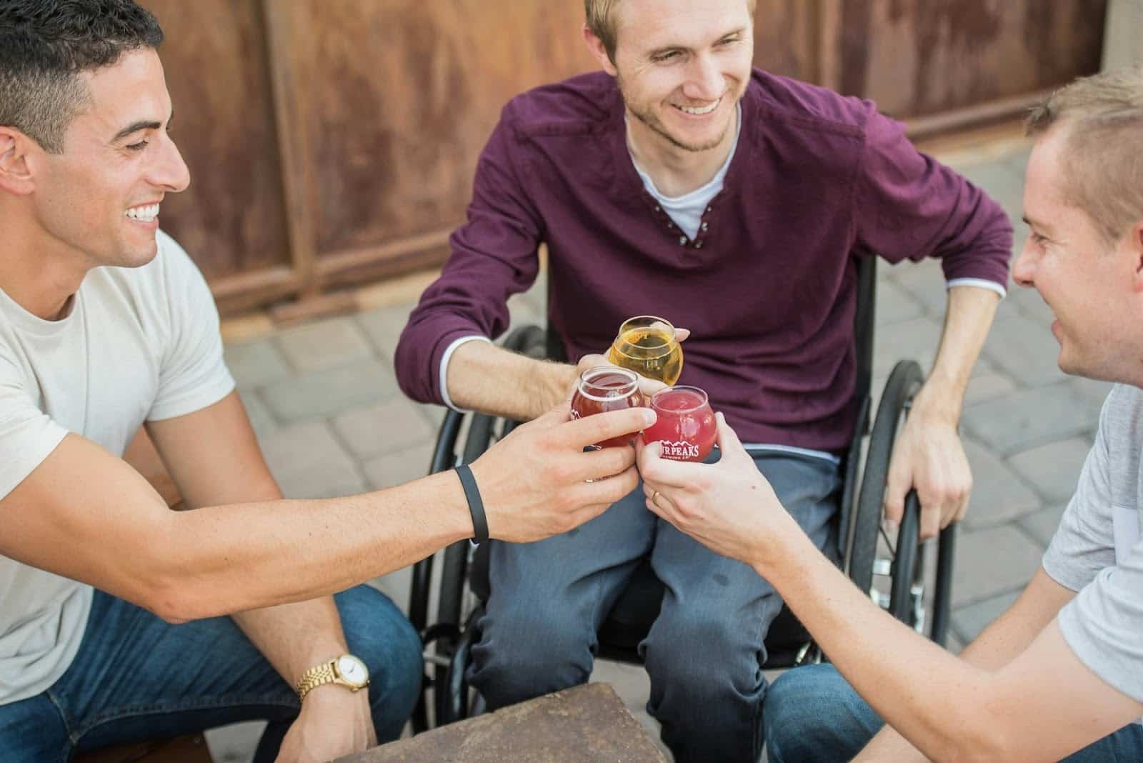man with friends