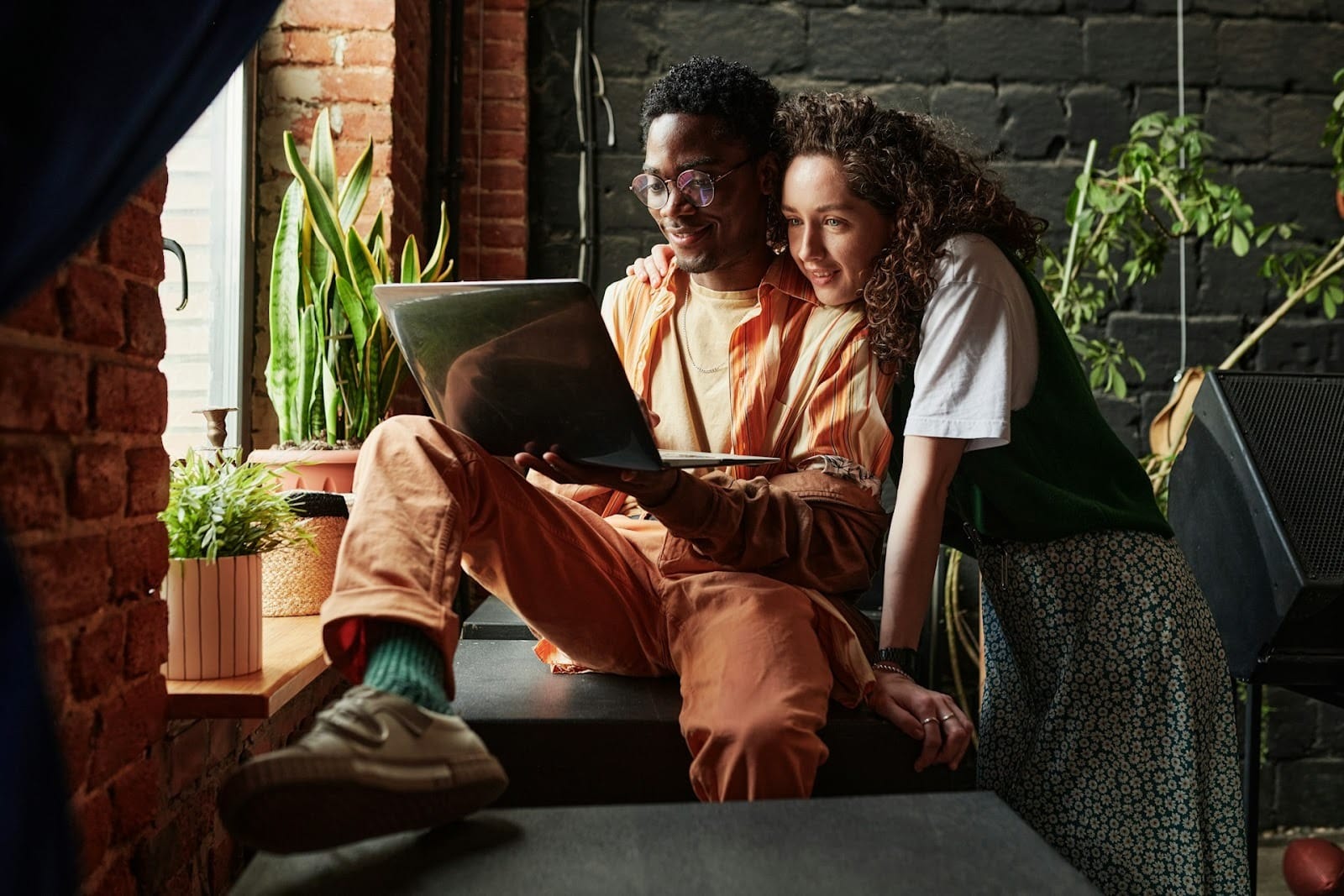 thoughtful couple indoors