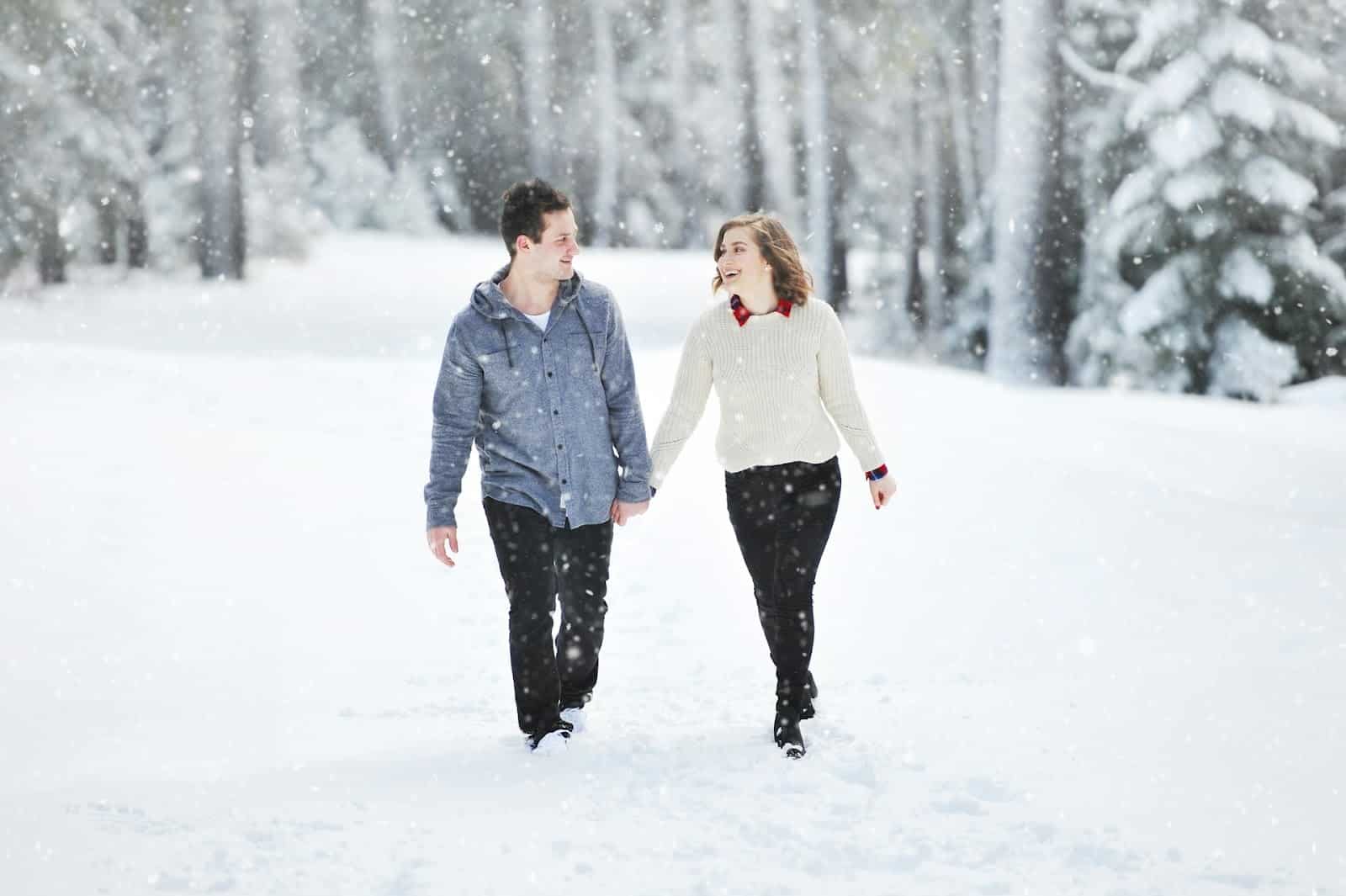happy couple outdoors
