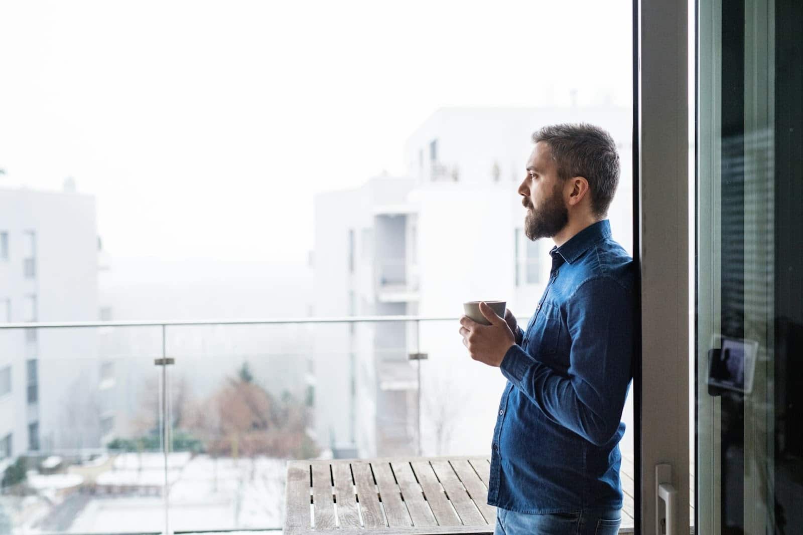 thoughtful man outdoors