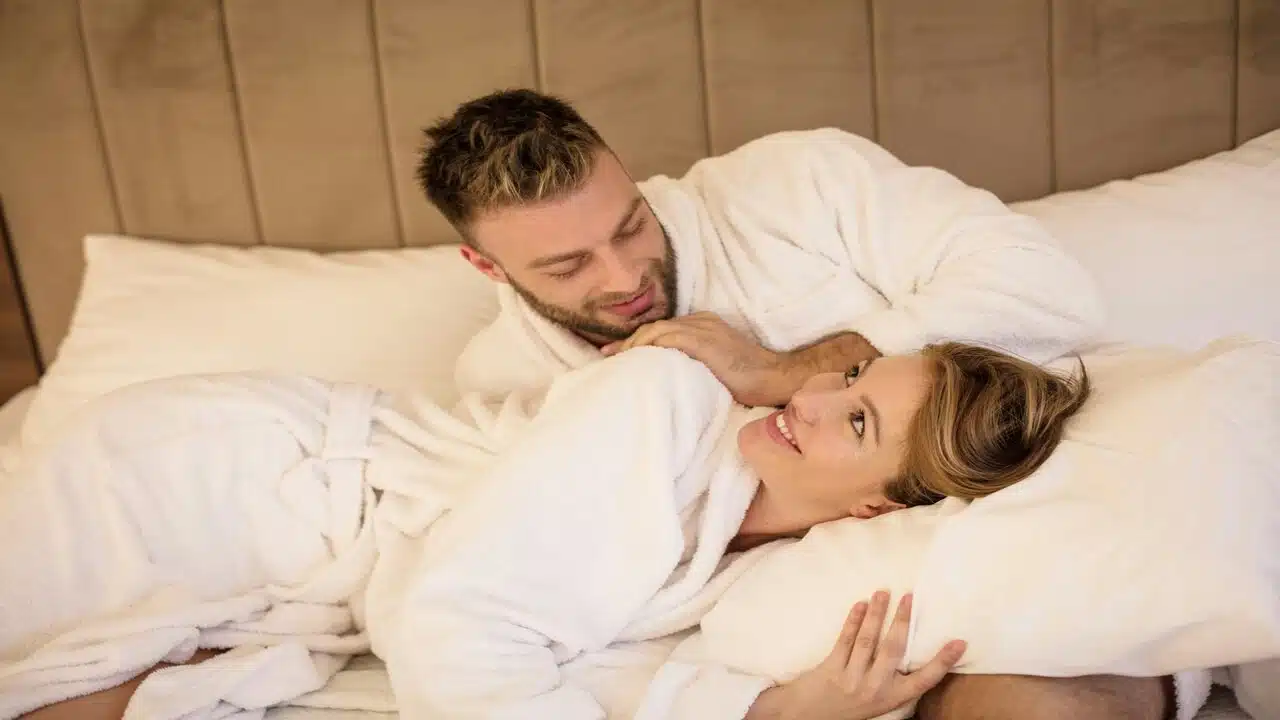 A couple on a hotel getaway