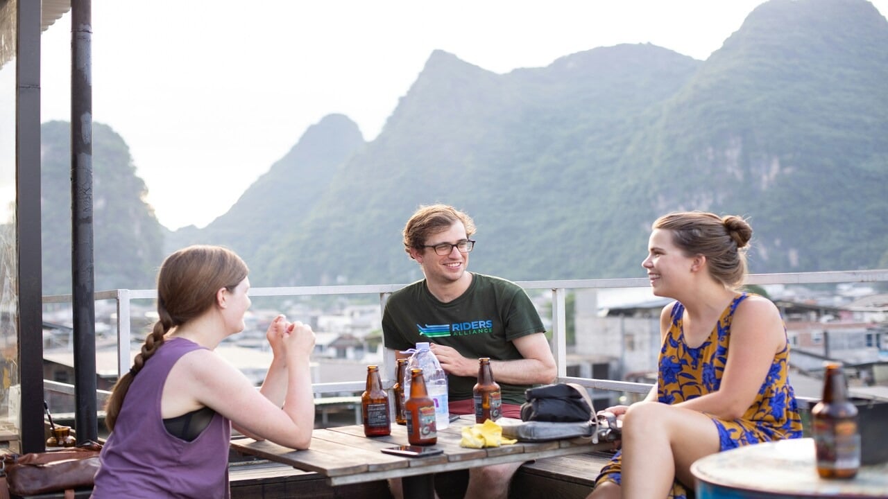 Friends having beer together