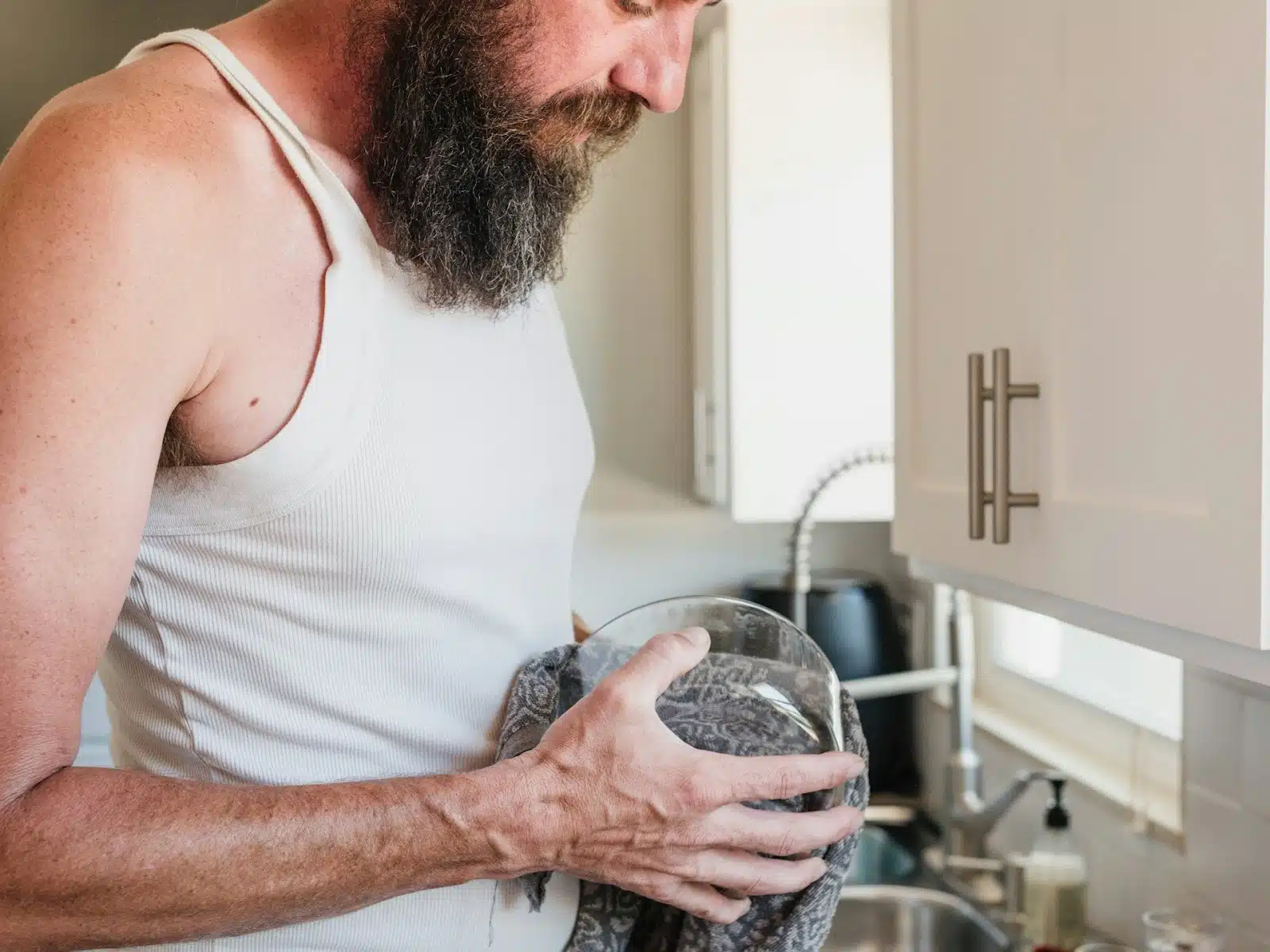 man helping at home