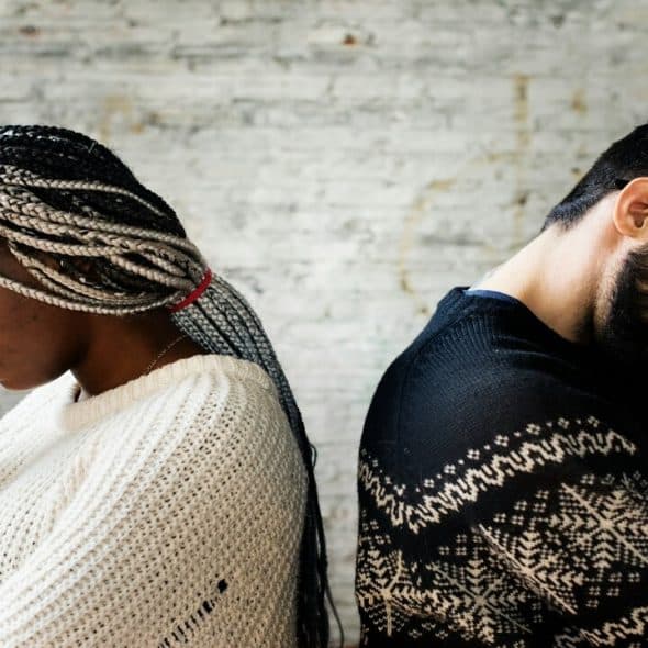 A couple looking stressed after a fight