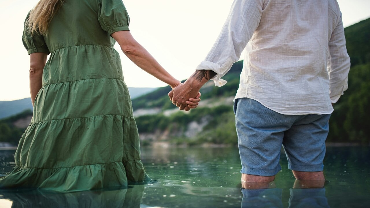 A mature couple on vacation together