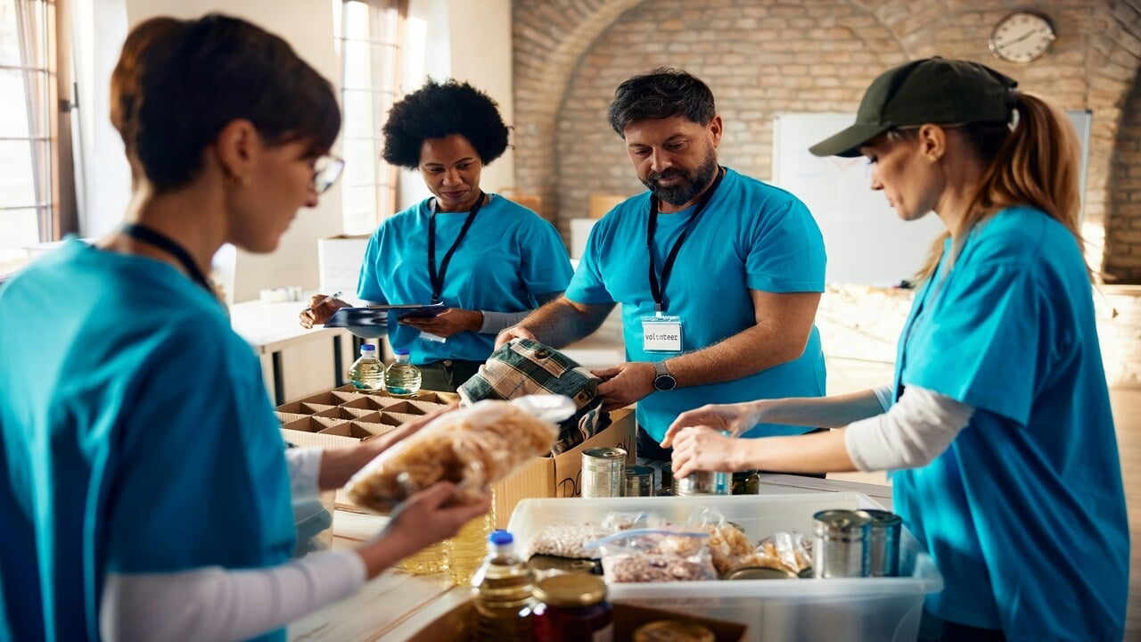 A group of people volunteering together