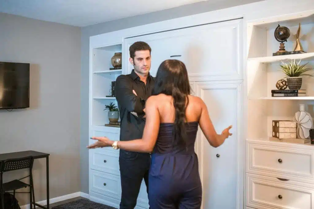 A man and woman arguing