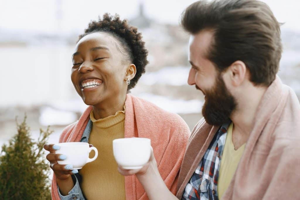 A man and woman having fun