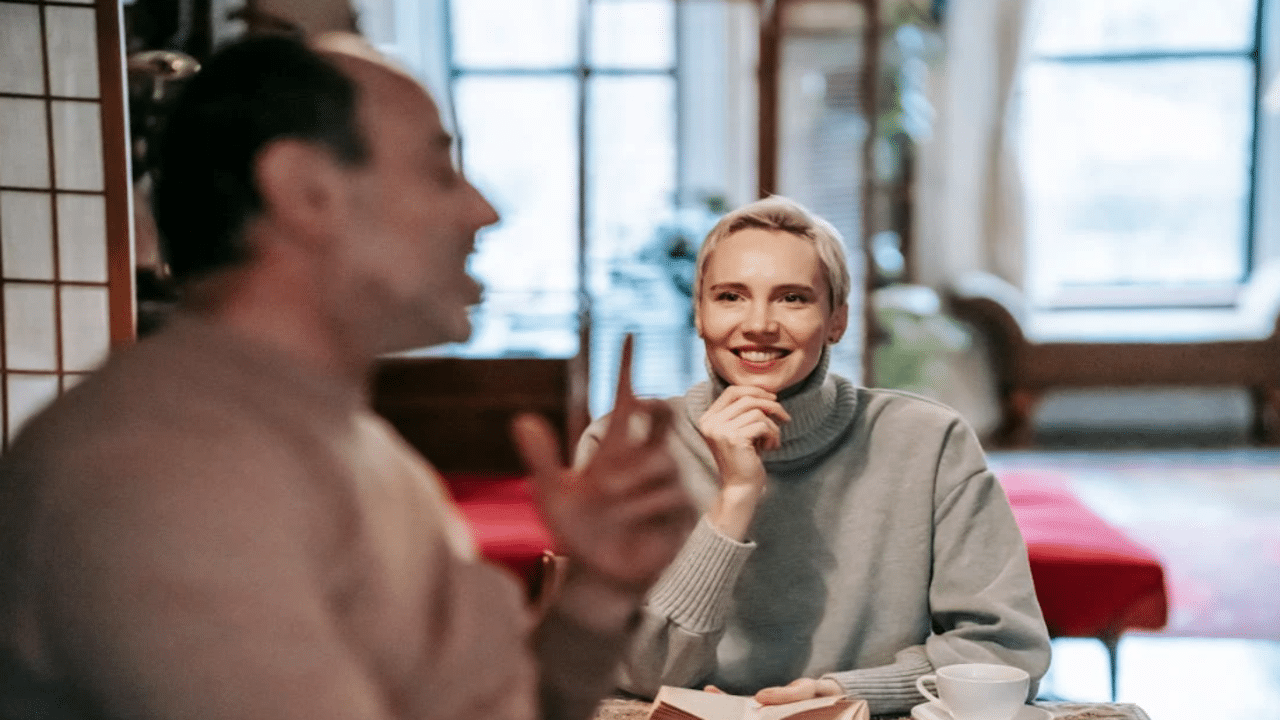 A couple on a coffee date