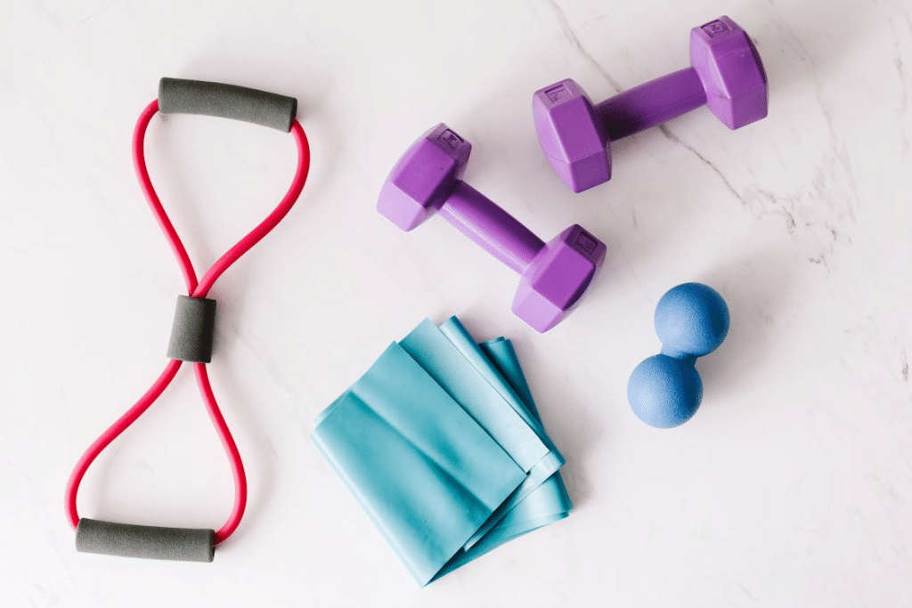 A photo of fitness items