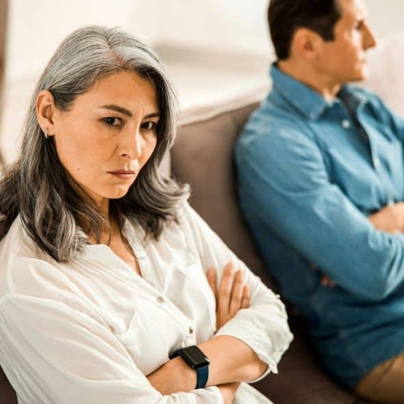 A man and a woman not talking to each other