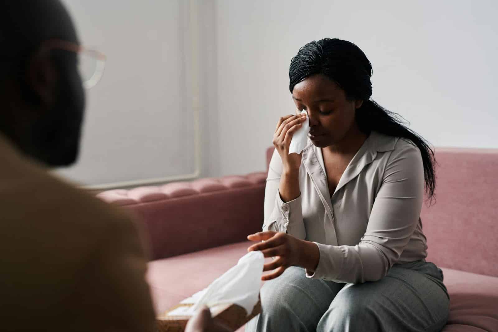 A woman opening up to a man