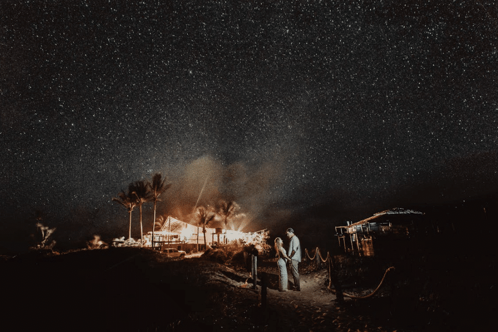 A couple under a starry night