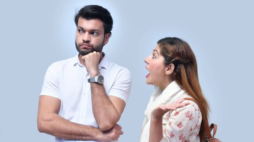 A woman shouting at her husband.