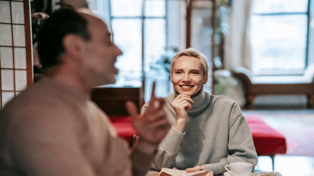 A couple on a coffee date