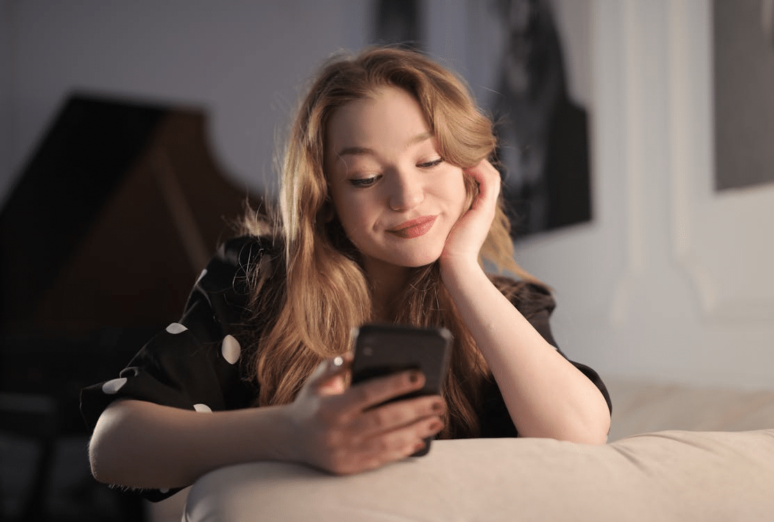 A woman smiling