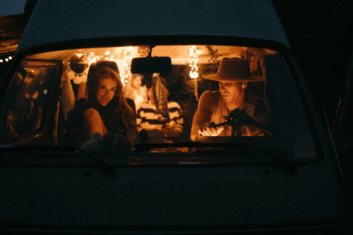 A couple going on a late night drive