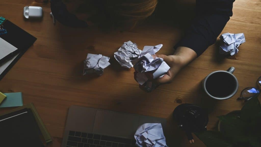 Crumpled paper on the desk