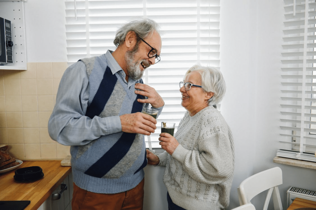A couple talking